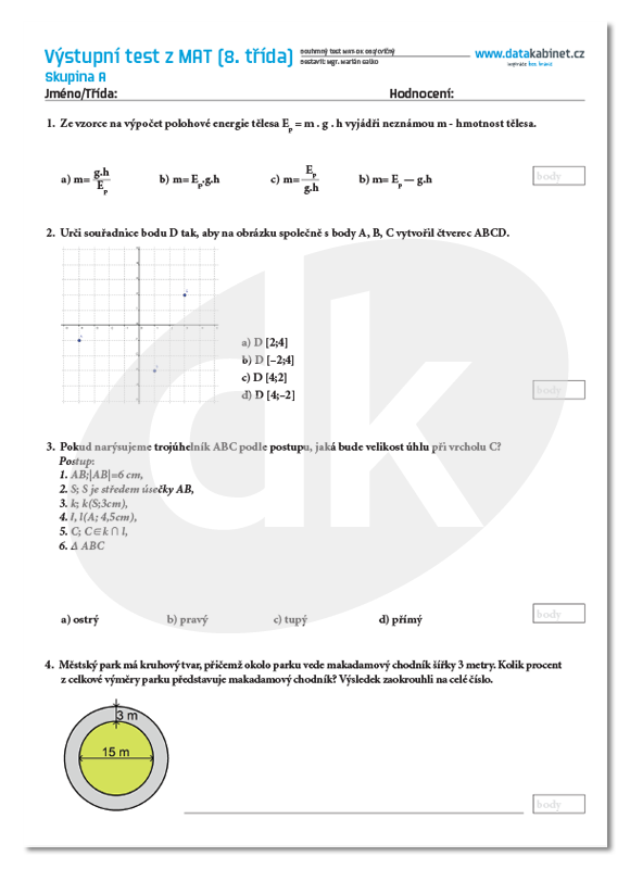 Pisomka excel 8 ročnik